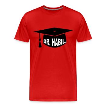 PhD - Cadeau - Mortier - Habilitation - T-shirt bio Premium Homme - rouge - Devant - Damien (186cm)