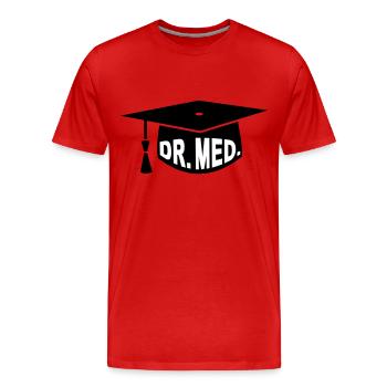 Doktor - Arzt - Mediziner - Geschenk - Doktorhut - Männer Premium Bio T-Shirt - Rot - Vorne - Damien (186cm)