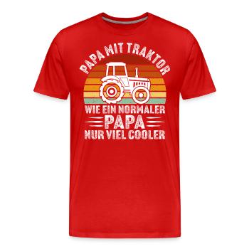 papa mit traktor Geschenk für vater bauer - Männer Premium Bio T-Shirt - Rot - Vorne - Damien (186cm)