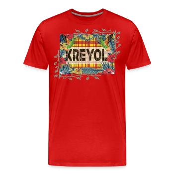 Belle Idee cadeau KREYOL OU CREOLE style madras - T-shirt bio Premium Homme - rouge - Devant - Damien (186cm)