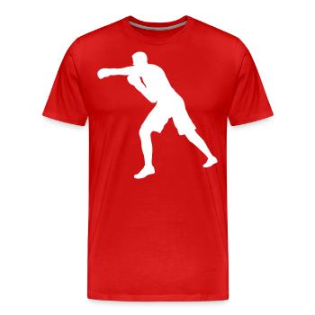Poinçon Boxer en blanc - T-shirt bio Premium Homme - rouge - Devant - Damien (186cm)