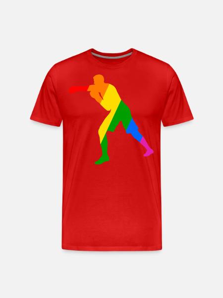 Boxer im Regenbogen - Männer Premium Bio T-Shirt - Rot