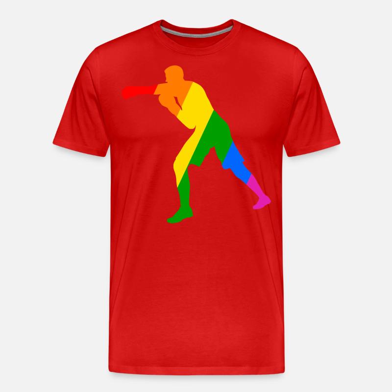 Boxer im Regenbogen - Männer Premium Bio T-Shirt - Rot