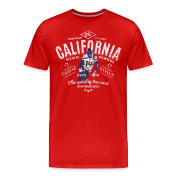 Kalifornischer Highschool-Geist des Westens - Männer Premium Bio T-Shirt - Rot - Vorne - Damien (186cm)