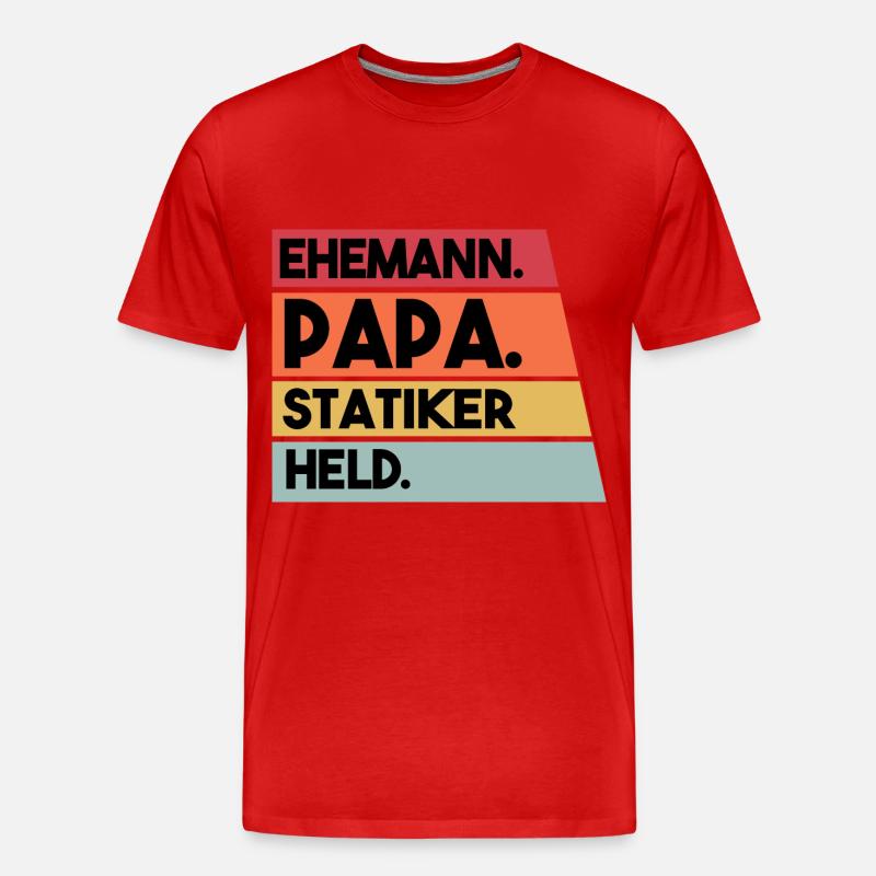 Ehemann Papa Statiker Held - Männer Premium Bio T-Shirt - Rot