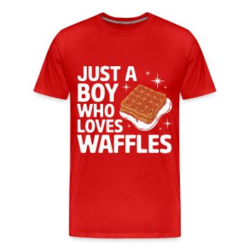 Waffeln Frühstück Süßigkeiten - Männer Premium Bio T-Shirt - Rot - Vorne - Damien (186cm)