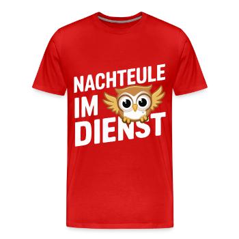 Nachteule Eule Eulen Vogel - Männer Premium Bio T-Shirt - Rot - Vorne - Damien (186cm)