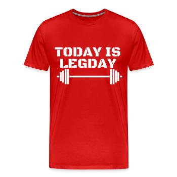 Today is Legday - Workout Motivation - Männer Premium Bio T-Shirt - Rot - Vorne - Damien (186cm)