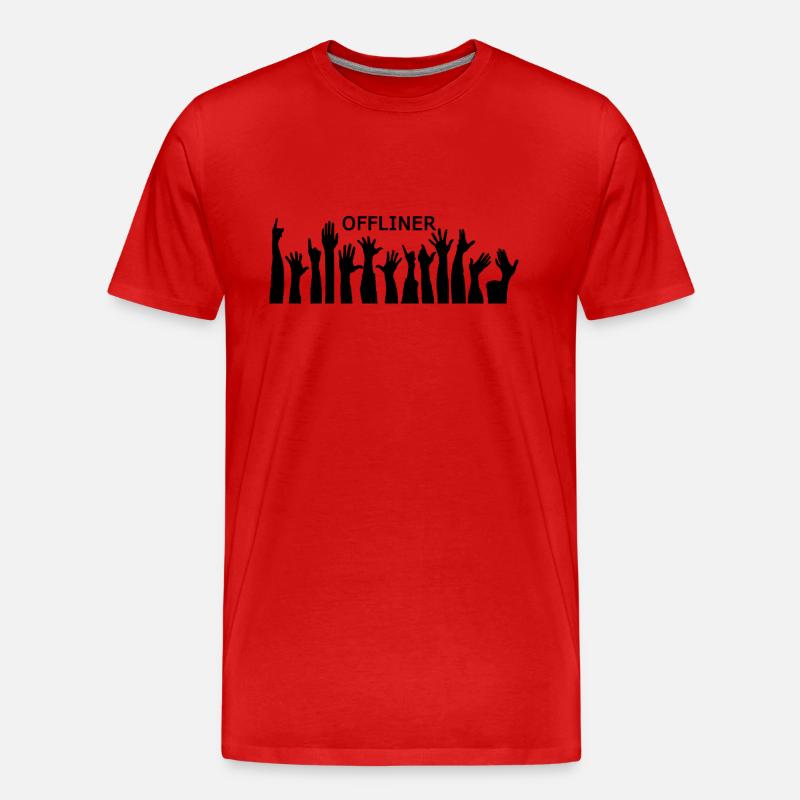 Offliner Fanhaende - Männer Premium Bio T-Shirt - Rot