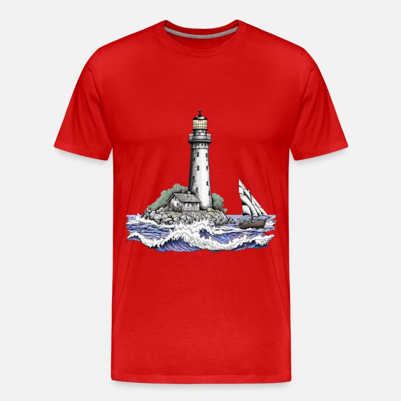 Leuchtturm - Männer Premium Bio T-Shirt - Rot