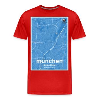 Munich Classic carte de la ville bleue - T-shirt bio Premium Homme - rouge - Devant - Damien (186cm)