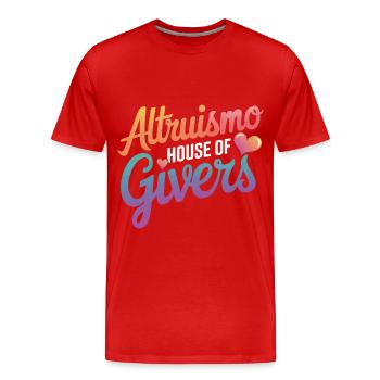 Altruisme Don désintéressé Donner d’école - T-shirt bio Premium Homme - rouge - Devant - Damien (186cm)