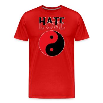 Yin Yang Liebe Hass - Männer Premium Bio T-Shirt - Rot - Vorne - Damien (186cm)