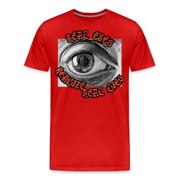 Real Eyes Realize Real Lies Open Your Eye And See - Men's Premium Organic T-Shirt - red - Front - Damien (186cm)