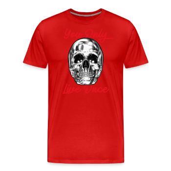 Totenkopf lebst du nur einmal YOLO Chrome - Männer Premium Bio T-Shirt - Rot - Vorne - Damien (186cm)