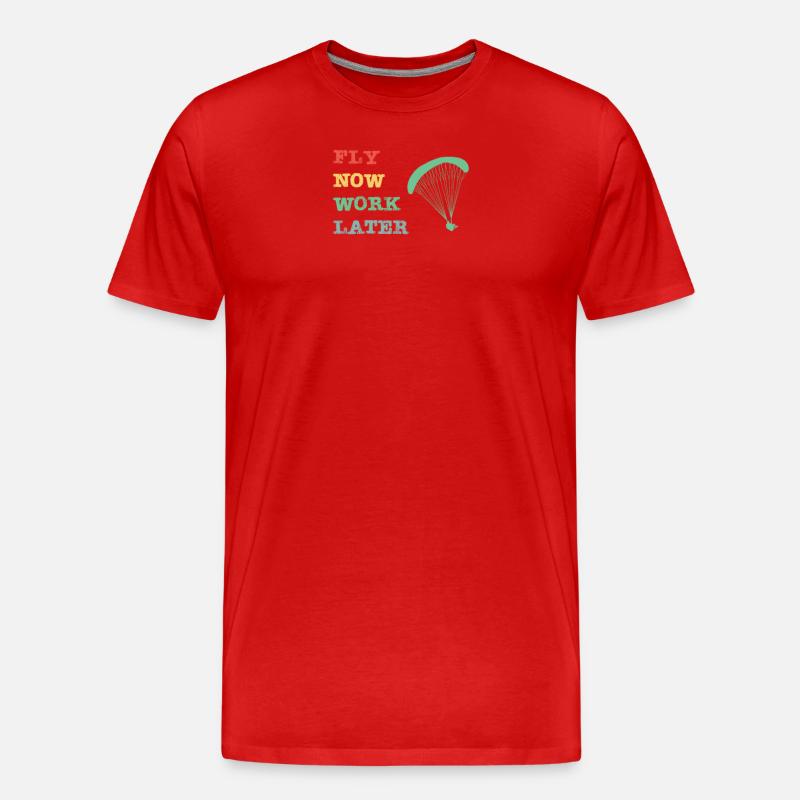 Fly now - work later - Männer Premium Bio T-Shirt - Rot