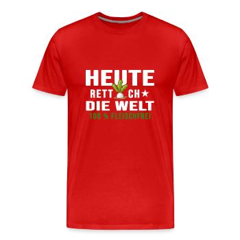 vegetarier bio vegetarisch veganlife fleischfrei - Männer Premium Bio T-Shirt - Rot - Vorne - Damien (186cm)