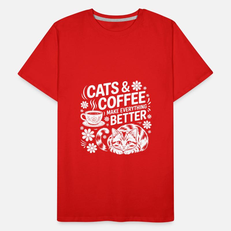 Katze und Kaffee ist alles was ich brauche Männer Premium Bio T-Shirt