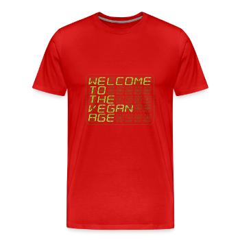vegan-new-age-green-wide - Männer Premium Bio T-Shirt - Rot - Vorne - Damien (186cm)