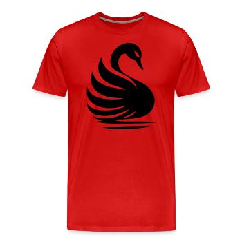 Elegante Schwan-Silhouette: Anmut auf dem Wasser - Männer Premium Bio T-Shirt - Rot - Vorne - Damien (186cm)