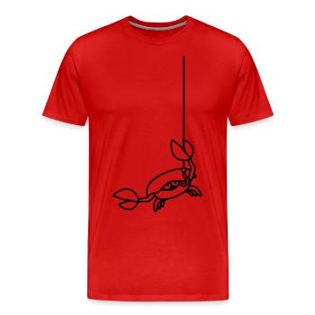 Lustige Krabbe schneidet Angelschnur mit Klaue - Männer Premium Bio T-Shirt - Rot - Vorne - Damien (186cm)
