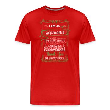 Superstition d’anniversaire du Verseau - T-shirt bio Premium Homme - rouge - Devant - Damien (186cm)