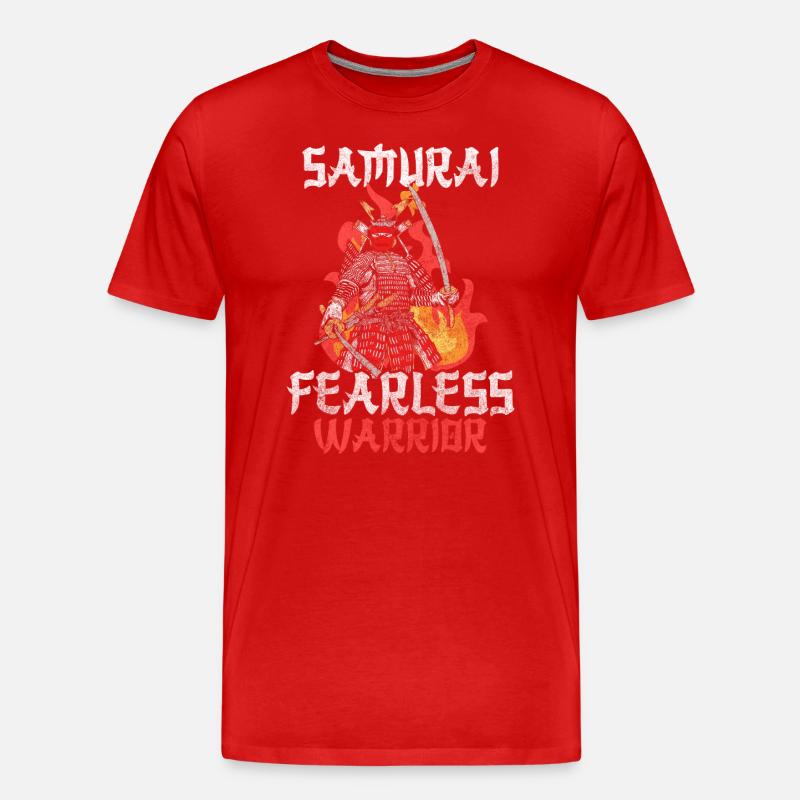 Combattant, Épée, Courage, Katana - T-shirt bio Premium Homme - rouge