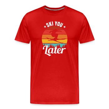 funny ski sayings skisport skiing - Men's Premium Organic T-Shirt - red - Front - Damien (186cm)