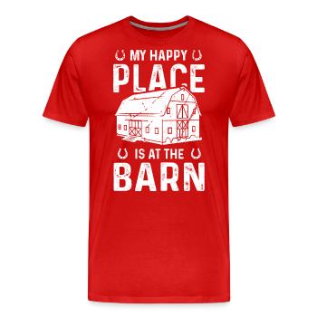 Mon endroit préféré est la grange - T-shirt bio Premium Homme - rouge - Devant - Damien (186cm)