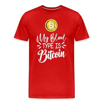 Bitcoin BTC Crypto Blockchain Münze Börse Coin - Männer Premium Bio T-Shirt - Rot - Vorne - Damien (186cm)