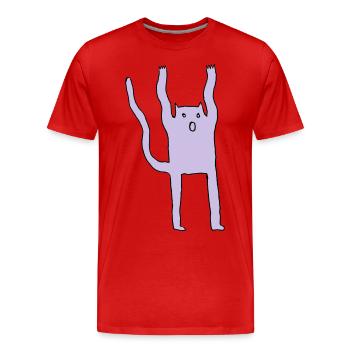 Ailurophobie, Buh-Katz - Männer Premium Bio T-Shirt - Rot - Vorne - Damien (186cm)