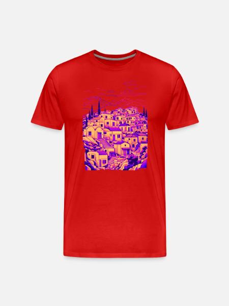 Minimalist Greek Village - Men's Premium Organic T-Shirt - red