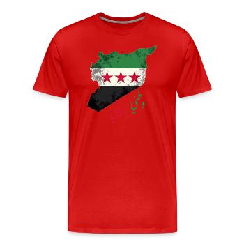 Free Syria Flag with Slogan Watani El Ghali - Men's Premium Organic T-Shirt - red - Front - Damien (186cm)