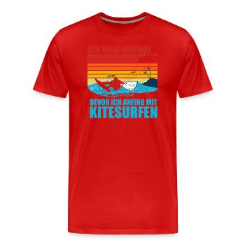 Ich War Normal Bevor Ich Anfing Mit Kitesurfen - Männer Premium Bio T-Shirt - Rot - Vorne - Damien (186cm)