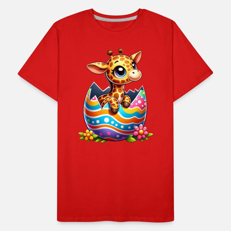 Cute Easter giraffe hatches from the Easter egg Men's Premium Organic T-Shirt