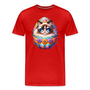 Chat Ragdoll dans la conception d’oeuf de Pâques - T-shirt bio Premium Homme - rouge - Devant - Damien (186cm)