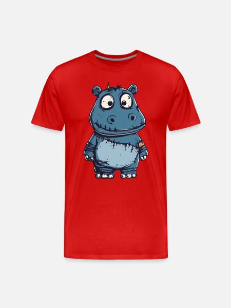 Hippopotamus Halloween Funny Zombie - Men's Premium Organic T-Shirt - red