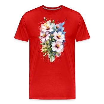 Tapisserie à l’aquarelle : un bouquet à couper le souffle - T-shirt bio Premium Homme - rouge - Devant - Damien (186cm)