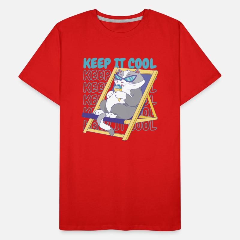 Eis Creme Sommer Strand Eiscreme Urlaub Katze Männer Premium Bio T-Shirt