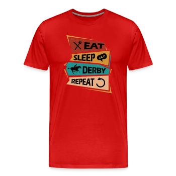 Manger Dormir Chevaux de course Répéter Cavalier Cheval - T-shirt bio Premium Homme - rouge - Devant - Damien (186cm)