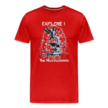 Explore the Microcosmos - Männer Premium Bio T-Shirt - Rot - Vorne - Damien (186cm)