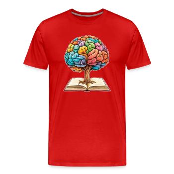 Lesen bildet Mindset Wachstum Kunstwerk Baum - Männer Premium Bio T-Shirt - Rot - Vorne - Damien (186cm)