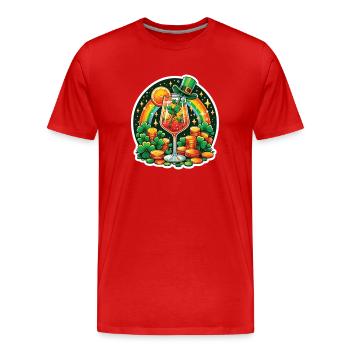 St. Patrick's Day Spritz Aperitif Celebrations Shamrock - Men's Premium Organic T-Shirt - red - Front - Damien (186cm)