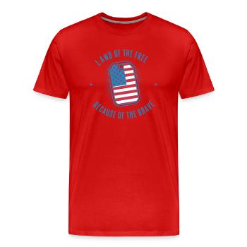 Terre de la liberté grâce aux braves États-Unis - T-shirt bio Premium Homme - rouge - Devant - Damien (186cm)