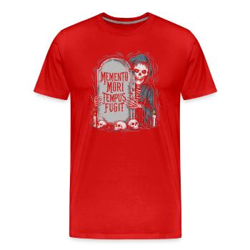 Memento Mori Tempus Fugit Skelett Stoiker - Männer Premium Bio T-Shirt - Rot - Vorne - Damien (186cm)