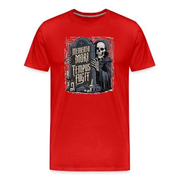 Memento Mori Tempus Fugit Skelett Stoiker - Männer Premium Bio T-Shirt - Rot - Vorne - Damien (186cm)