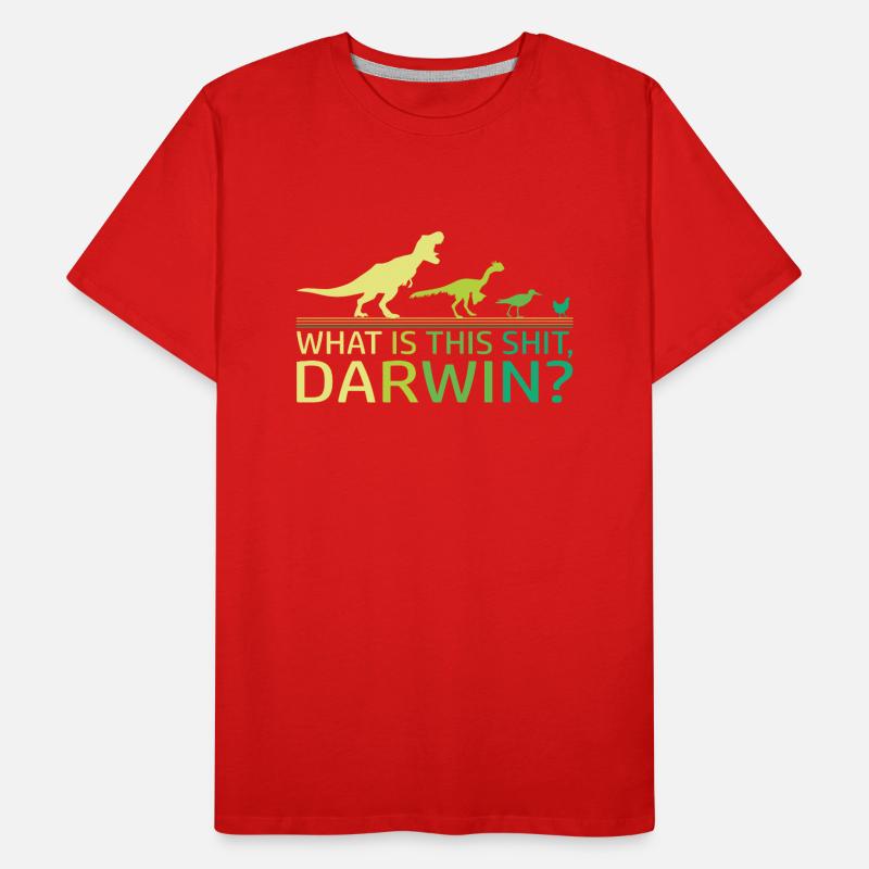 Funny Evolution Dino Dinosaur Darwin T-Rex Men's Premium Organic T-Shirt