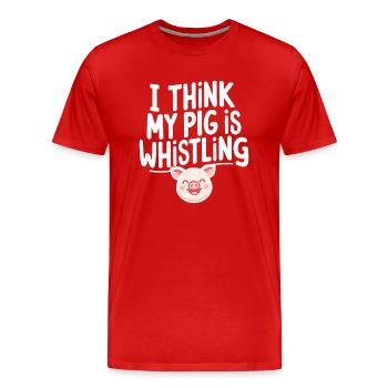 Je pense que mon cochon siffle le spri allemand Denglisch - T-shirt bio Premium Homme - rouge - Devant - Damien (186cm)