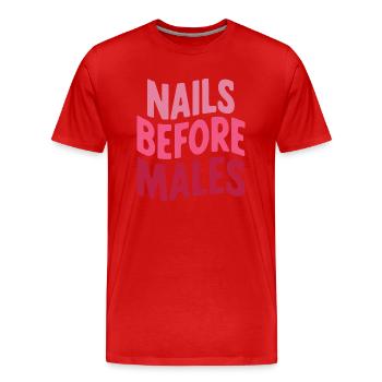 Nail before Males Nail Tech Nail Tech esthéticienne J - T-shirt bio Premium Homme - rouge - Devant - Damien (186cm)