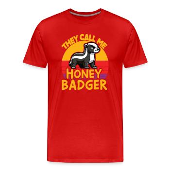 Lustiger Honigdachs Sie nennen mich Honigdachs und sagen - Männer Premium Bio T-Shirt - Rot - Vorne - Damien (186cm)